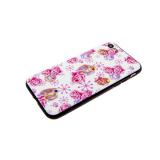 Чехол для Iphone X (10) лаковые блестки с цветами, розовые розы