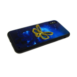 Чехол для Iphone 7 Plus/8 Plus силиконовый борт, с лаковыми блестками, бабочка синяя