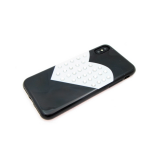 Силиконовый чехол для Iphone 6/6S сердце с крупными стразами, черный