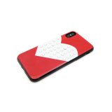Силиконовый чехол для Iphone 6/6S сердце с крупными стразами, красный