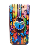 Чехол-книга Fashion Case для Tecno Spark 8C, красочный принт, замок и бабочки, бордовый