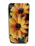 Чехол-книга Fashion Case для Tecno Spark 8C, красочный принт, желтые цветочки, золотой