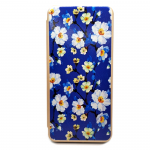 Чехол-книга Fashion Case для Tecno Spark 20 Pro, принт, белые цветы на синем, золотой