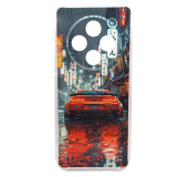 Силиконовый чехол для Tecno Spark 30C, антишок, красочный принт, оранжевая машина на улице