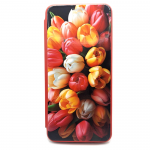 Чехол-книга Fashion Case для Xiaomi Redmi A1 Plus, принт, белые желтые и красные тюльпаны, красный
