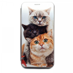 Чехол-книга Fashion Case для Xiaomi Redmi Note 9s, красочный принт, три кота, серый