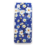 Силиконовый чехол для Xiaomi Redmi 12C противоударный, антишок углы, белые цветы на синем
