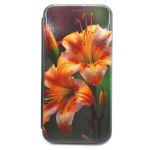 Чехол-книга Fashion Case для Xiaomi Redmi 7, красочный принт, цветы лилии, черный