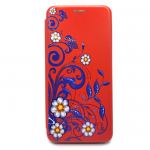 Чехол-книга Fashion Case для Xiaomi Redmi 9A, красочный принт, синий узор, красный