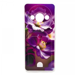 Силиконовый чехол для Xiaomi Redmi A3, с визитницей и антишок, принт, фиолетовые цветы