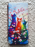 Чехол-книга Fashion Case для Xiaomi Redmi 10, красочный принт, три разноцветных кота, бордов