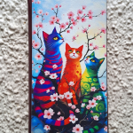 Чехол-книга Fashion Case для Xiaomi Redmi 10, красочный принт, три разноцветных кота, бордов