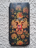 Чехол-книга Fashion Case для Xiaomi Redmi 10C, красочный принт, герб, черный