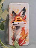 Чехол-книга Fashion Case для Xiaomi Redmi 12, красочный принт, лисичка, золотой
