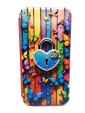 Чехол-книга Fashion Case для Xiaomi Redmi 7, красочный принт, замок и бабочки, красный