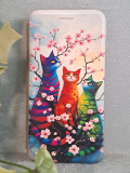 Чехол-книга Fashion Case для Xiaomi Redmi 8, принт, три разноцветных кота, золотой