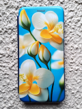 Чехол-книга Fashion Case для Xiaomi Redmi 9C, принт, бело-желтые цветы на голубом, синий