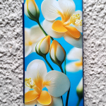 Чехол-книга Fashion Case для Xiaomi Redmi 9C, принт, бело-желтые цветы на голубом, синий