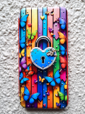 Чехол-книга Fashion Case для Xiaomi Redmi 9C, принт, замок и бабочки, красный