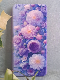 Чехол-книга Fashion Case для Xiaomi Redmi A1 Plus, принт, голубые сиреневые и белые цветы, сиреневый