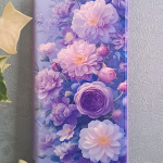 Чехол-книга Fashion Case для Xiaomi Redmi A1 Plus, принт, голубые сиреневые и белые цветы, сиреневый