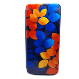 Чехол-книга Fashion Case для Xiaomi Redmi A1 Plus, принт, оранжевые и синие листья, синий