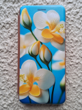 Чехол-книга Fashion Case для Xiaomi Redmi Note 12 5G, принт, бело-желтые цветы на голубом, роз.золот