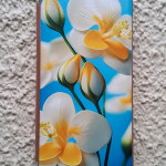 Чехол-книга Fashion Case для Xiaomi Redmi Note 12 5G, принт, бело-желтые цветы на голубом, роз.золот