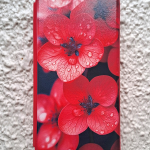 Чехол-книга Fashion Case для Xiaomi Redmi Note 12 5G, принт, красные цветы, красный