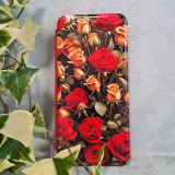 Чехол-книга Fashion Case для Xiaomi Redmi Note 12 5G, принт, красные и желтые розы, красный