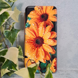 Чехол-книга Fashion Case для Xiaomi Redmi Note 12 5G, принт, желтые цветочки, розово-золотой