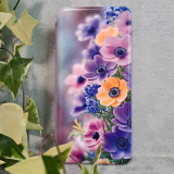 Чехол-книга Fashion Case для Xiaomi Redmi Note 12 5G, принт, желтые и сиреневые цветочки, сиреневый