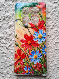 Силиконовый чехол для Xiaomi Redmi Note 14 Pro 4G, антишок, красочный принт, красные и синие цветочк