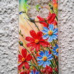 Силиконовый чехол для Xiaomi Redmi Note 14 Pro 4G, антишок, красочный принт, красные и синие цветочк