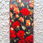 Чехол-книга Fashion Case для Xiaomi Redmi 13 4G, красочный принт, красные и желтые розы, бордовый