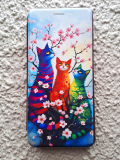 Чехол-книга Fashion Case для Xiaomi Redmi 13 4G, красочный принт, три разноцветных кота, бордовый