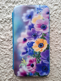 Чехол-книга Fashion Case для Xiaomi Redmi 8, принт, желтые и сиреневые цветочки, голубой