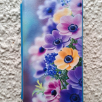 Чехол-книга Fashion Case для Xiaomi Redmi 8, принт, желтые и сиреневые цветочки, голубой
