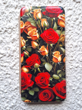 Чехол-книга Fashion Case для Xiaomi Redmi 9, принт, красные и желтые розы, золотой