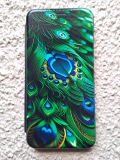 Чехол-книга Fashion Case для Xiaomi Redmi 9, принт, перья павлина, изумрудный