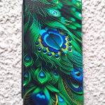 Чехол-книга Fashion Case для Xiaomi Redmi 9, принт, перья павлина, изумрудный