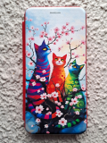 Чехол-книга Fashion Case для Xiaomi Redmi 9, принт, три разноцветных кота, красный