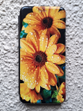 Чехол-книга для Xiaomi Redmi 9A, красочный принт, желтые цветы, темно-синий