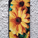 Чехол-книга для Xiaomi Redmi 9A, красочный принт, желтые цветы, темно-синий