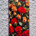 Чехол-книга Fashion Case для Xiaomi Redmi 9T, красочный принт, красные и желтые розы, синий