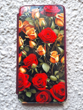 Чехол-книга для Xiaomi Redmi Note 12 4G, с защитой, принт, красные и желтые розы, бордовый