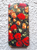 Чехол-книга Fashion Case для Xiaomi Redmi Note 13 Pro 5G, принт, красные и желтые розы, бордовый