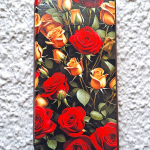 Чехол-книга Fashion Case для Xiaomi Redmi Note 13 Pro 5G, принт, красные и желтые розы, бордовый