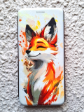 Чехол-книга Fashion Case для Xiaomi Redmi Note 13 Pro 5G, принт, лисичка, бордовый