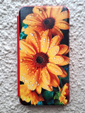 Чехол-книга Fashion Case для Xiaomi Redmi Note 9 Pro, красочный принт, желтые цветы, красный